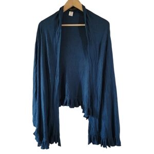 BCBG MAXAZRIA Royal Blue  Cashmere Silk Cardigan M/L Lagenlook Minimalist Cozy